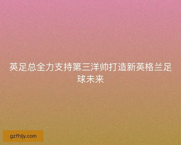 英足总全力支持第三洋帅打造新英格兰足球未来
