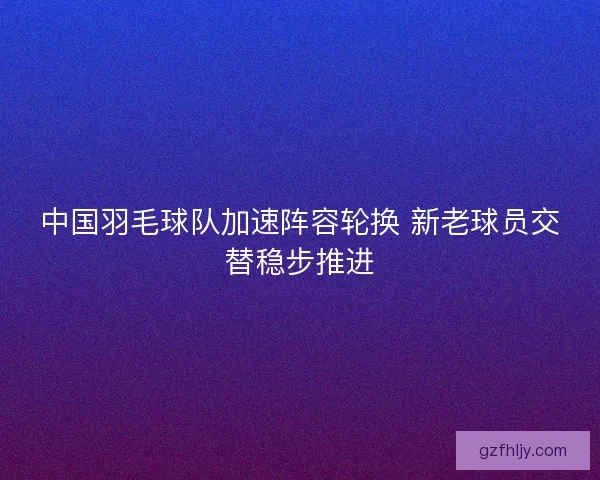 中国羽毛球队加速阵容轮换 新老球员交替稳步推进