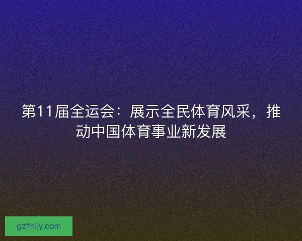 第11届全运会：展示全民体育风采，推动中国体育事业新发展