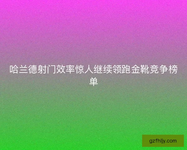 哈兰德射门效率惊人继续领跑金靴竞争榜单
